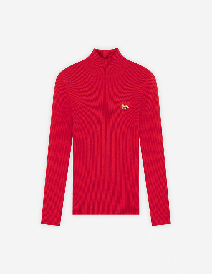 BABY FOX PATCH FINE RIBBED TURTLENECK