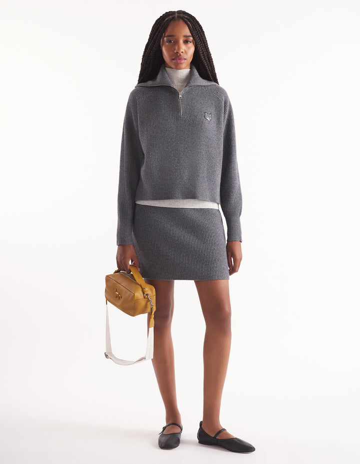 BOLD FOX HEAD PATCH SHORT RIBBED SKIRT