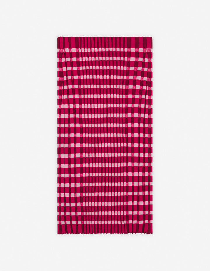 CHECKED RIBBED MIDI SKIRT