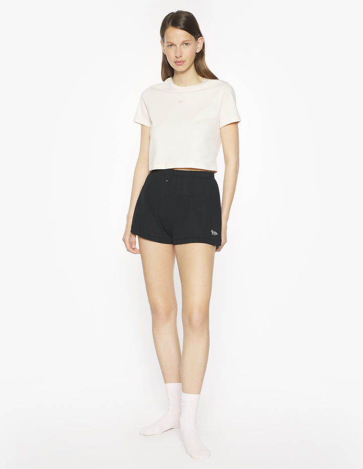 POINTELLE BABY FOX PATCH SHORTS