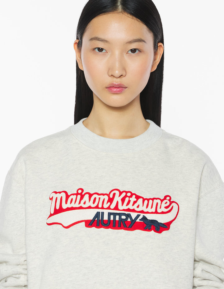 MAISON KITSUNÉ x AUTRY VARSITY SWEATSHIRT LIGHT GREY MELANGE