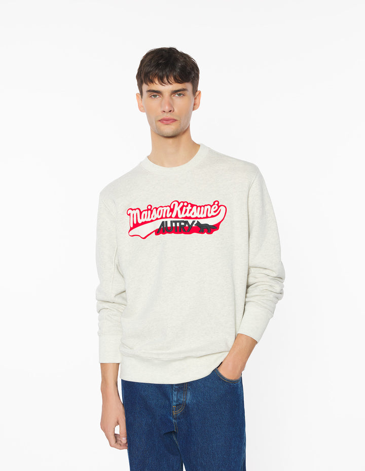 MAISON KITSUNÉ x AUTRY VARSITY SWEATSHIRT LIGHT GREY MELANGE