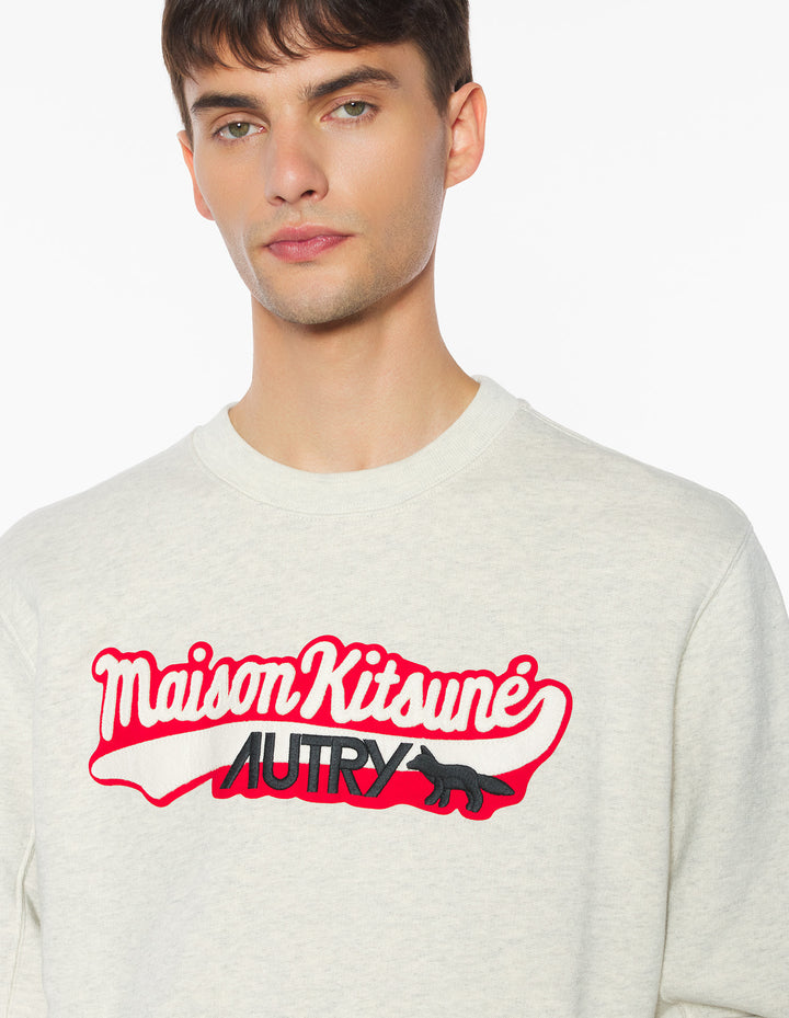 MAISON KITSUNÉ x AUTRY VARSITY SWEATSHIRT LIGHT GREY MELANGE