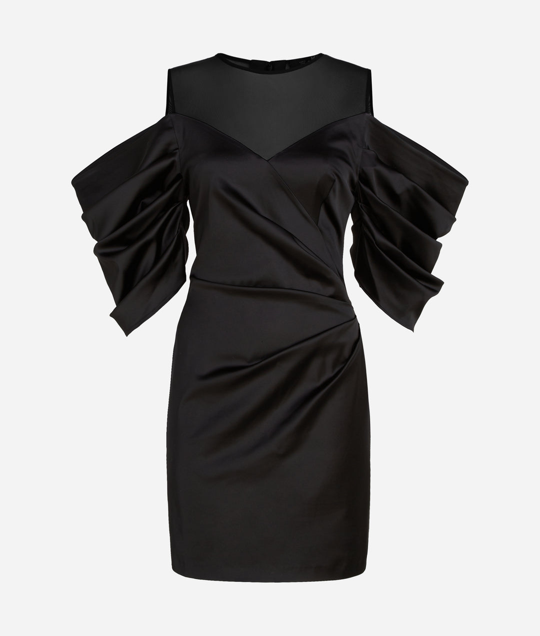 VOLUMINOUS SLEEVE SATIN DRESS