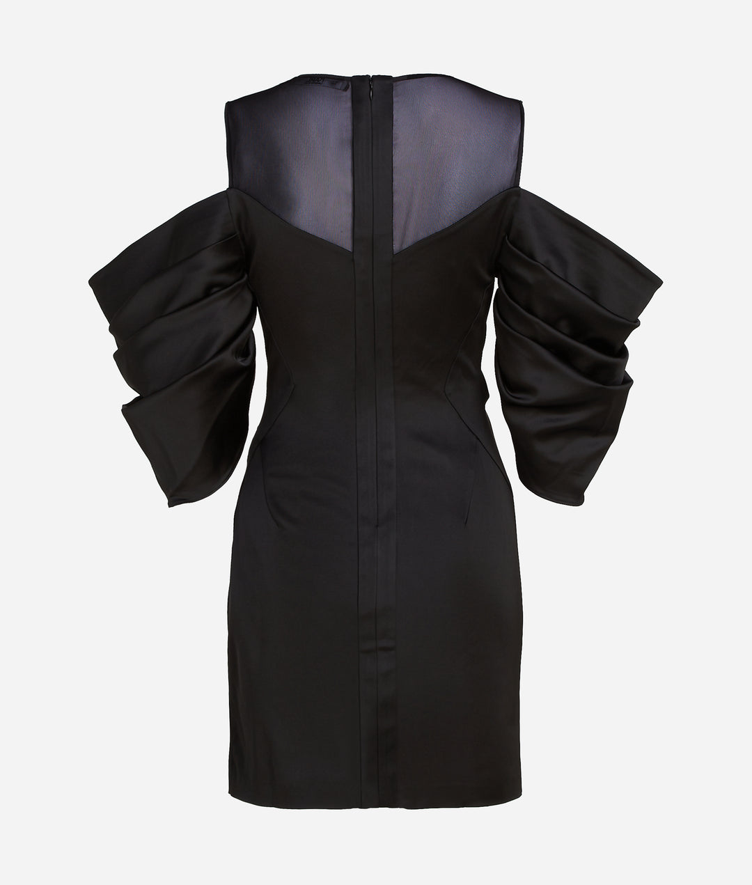 VOLUMINOUS SLEEVE SATIN DRESS