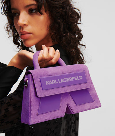 Women's IKON K SUEDE FLAP SHOULDER BAG by KARL LAGERFELD