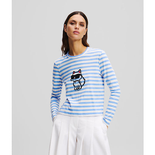 IKON PRINT STRIPE LSLV TOP