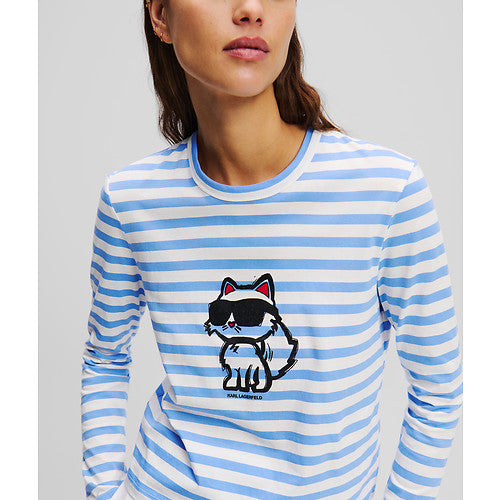 IKON PRINT STRIPE LSLV TOP