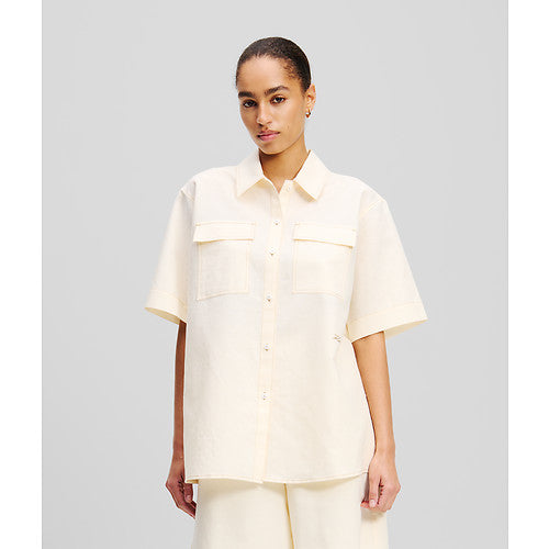 LINEN BLEND BLOUSE