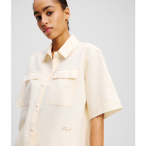 LINEN BLEND BLOUSE