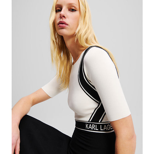KNIT LOGO SSLV DRESS