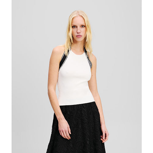 KNIT LOGO HALTER TOP