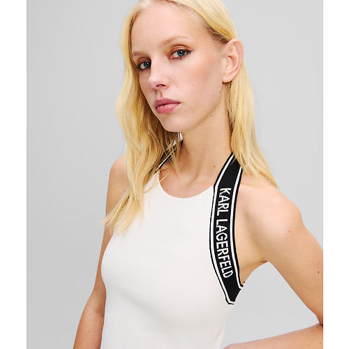 KNIT LOGO HALTER TOP