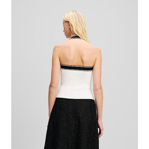 KNIT LOGO HALTER TOP