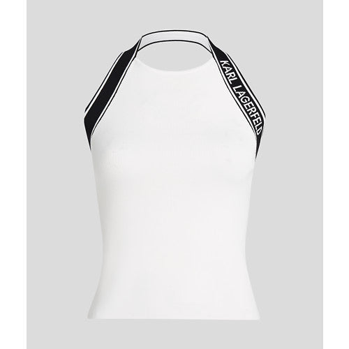 KNIT LOGO HALTER TOP