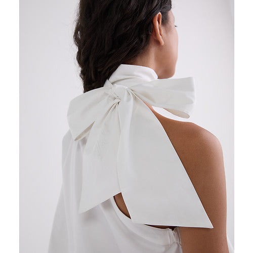 ONE SLEEVE BOWPOPLIN BLOUSE