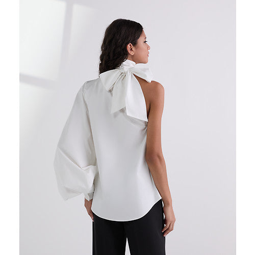 ONE SLEEVE BOWPOPLIN BLOUSE