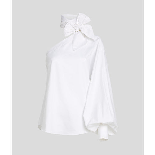 ONE SLEEVE BOWPOPLIN BLOUSE