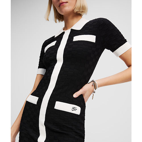 POLO CONTRAST KNIT DRESS