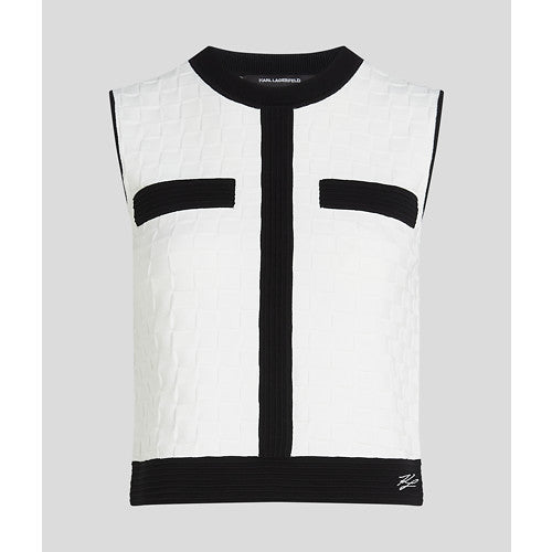CONTRAST SLEEVELESS KNIT TOP