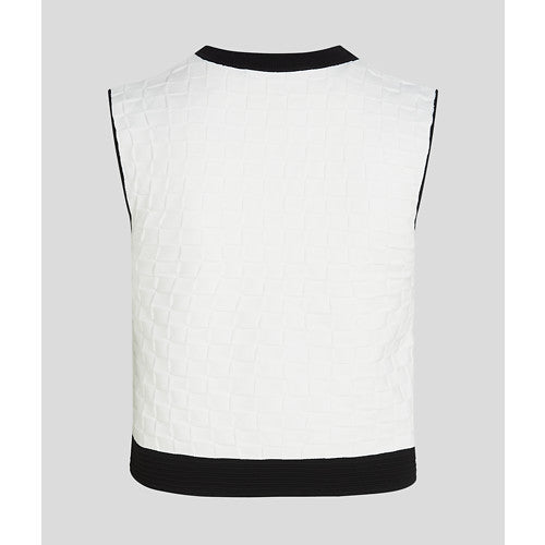 CONTRAST SLEEVELESS KNIT TOP