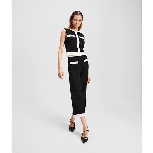 CONTRAST SLEEVELESS KNIT TOP