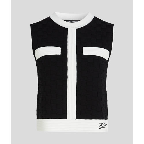 CONTRAST SLEEVELESS KNIT TOP