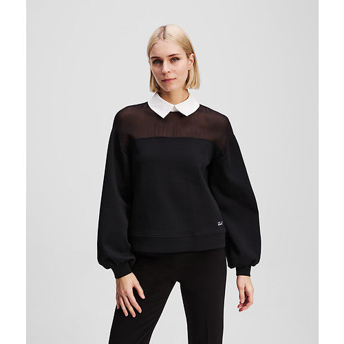 POPLIN COLLAR SWEATSHIRT