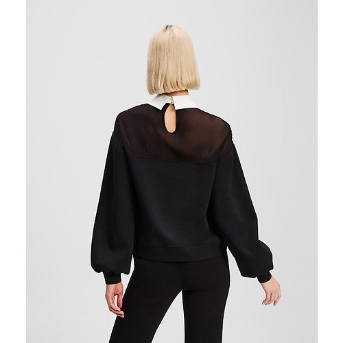 POPLIN COLLAR SWEATSHIRT
