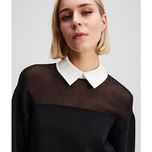 POPLIN COLLAR SWEATSHIRT
