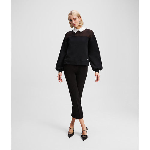POPLIN COLLAR SWEATSHIRT