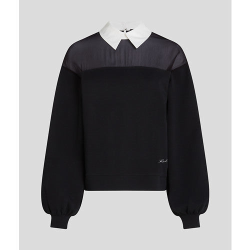 POPLIN COLLAR SWEATSHIRT