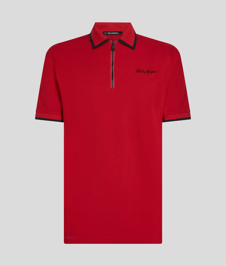 SIGNATURE EMB ZIP POLO