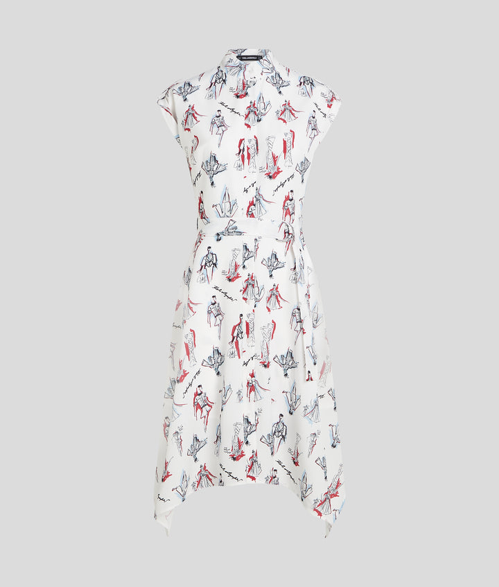KARL SKETCH AOP MIDI DRESS