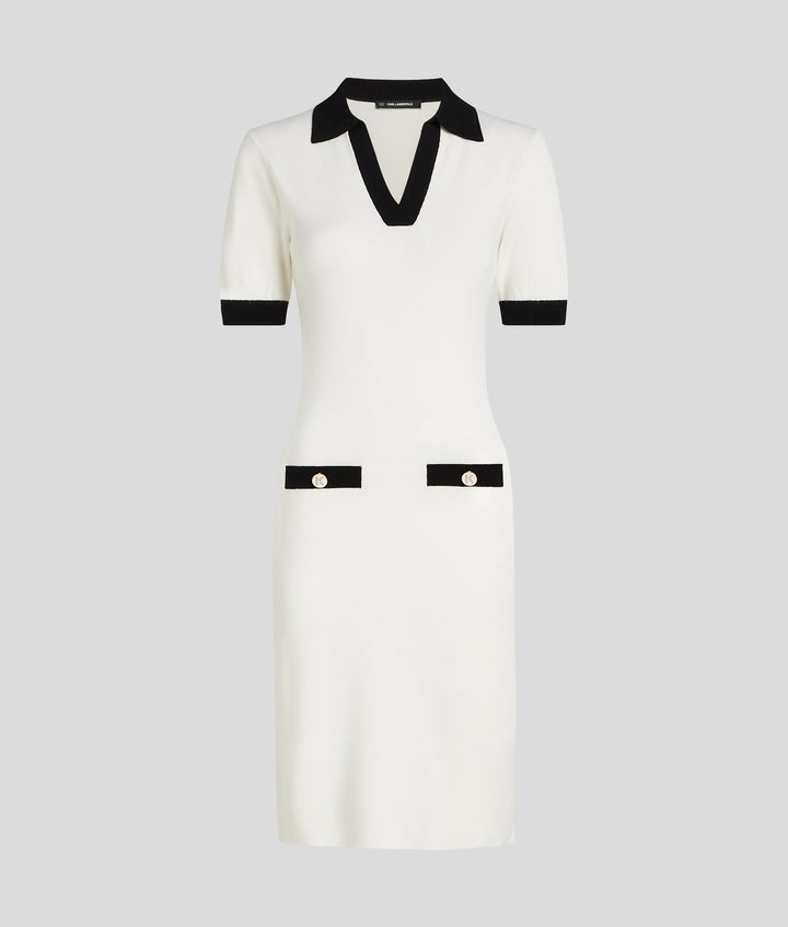 CNTRST POLO KNIT MIDI DRESS