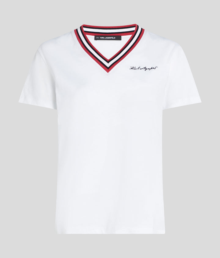 RIB V-NECK SIGNATURE T-SHIRT
