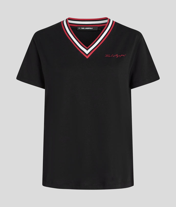 RIB V-NECK SIGNATURE T-SHIRT