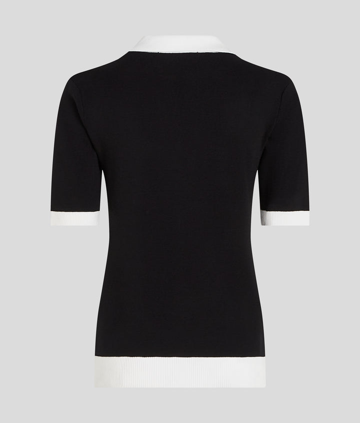 CNTRST POLO KNIT TOP
