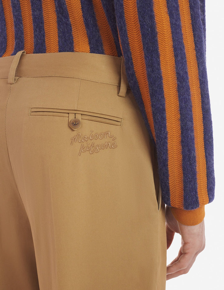 WIDE LEG CHINO PANTS IN COTTON WITH LOGO HANDWRITING