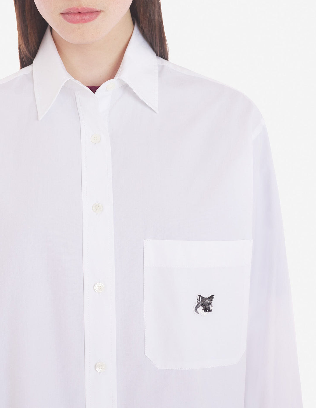 CASUAL SHIRT WITH GREY FOX HEAD PATCH IN COTTON PO