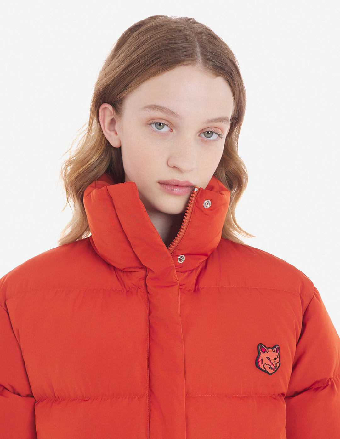 CROPPED PUFFER IN NYLON WITH BOLD FOX HEAD PATCH
