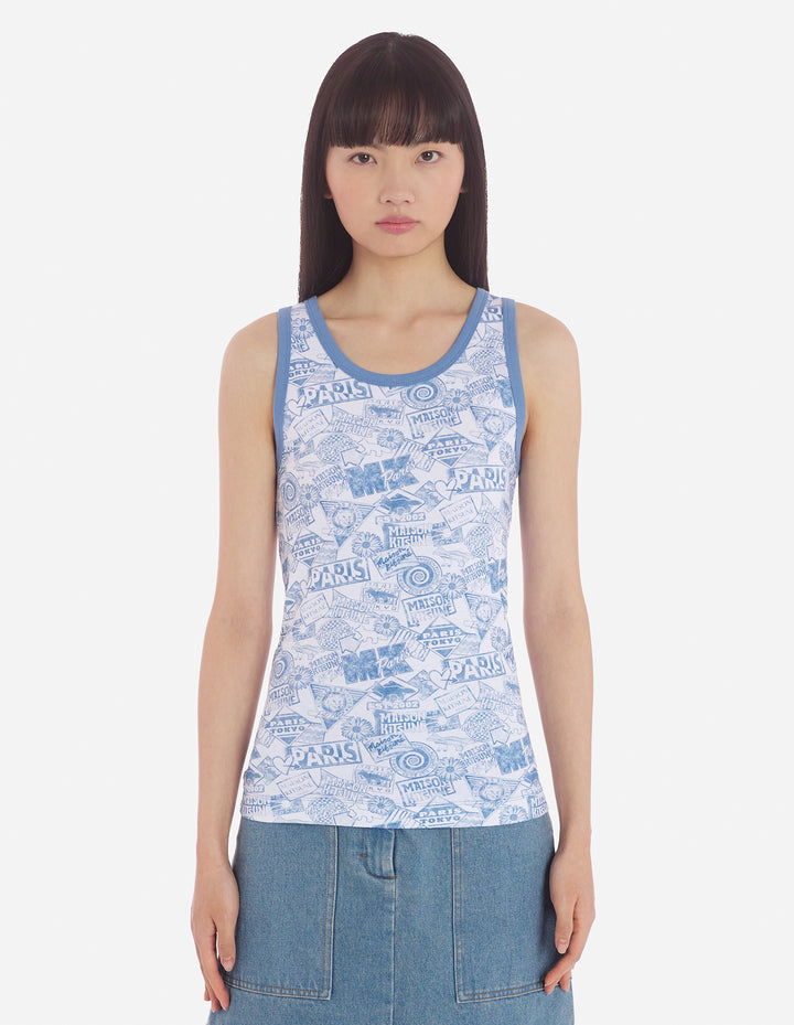 SURF COLLAGE ALL-OVER TANK TOP