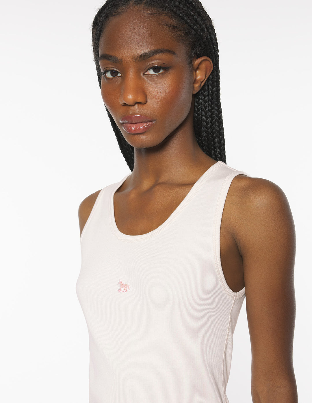 TONAL BABY FOX PATCH RIBBED TANK TOP