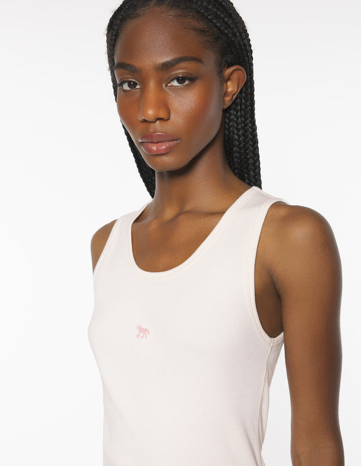 TONAL BABY FOX PATCH RIBBED TANK TOP