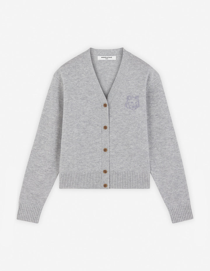 BOLD FOX HEAD EMBROIDERED CROPPED CARDIGAN