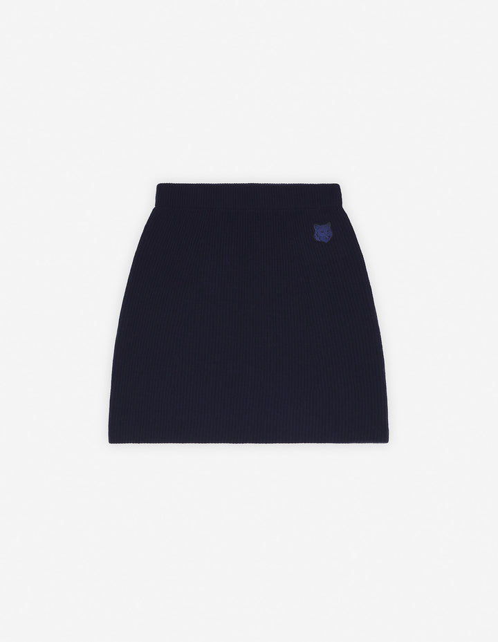 BOLD FOX HEAD PATCH SHORT RIBBED SKIRT INK BLUE