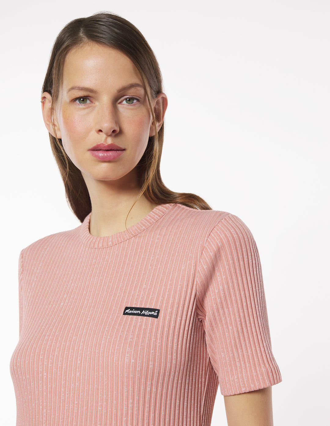 MAISON KITSUNE HANDWRITING LABEL FITTED TEE-SHIRT