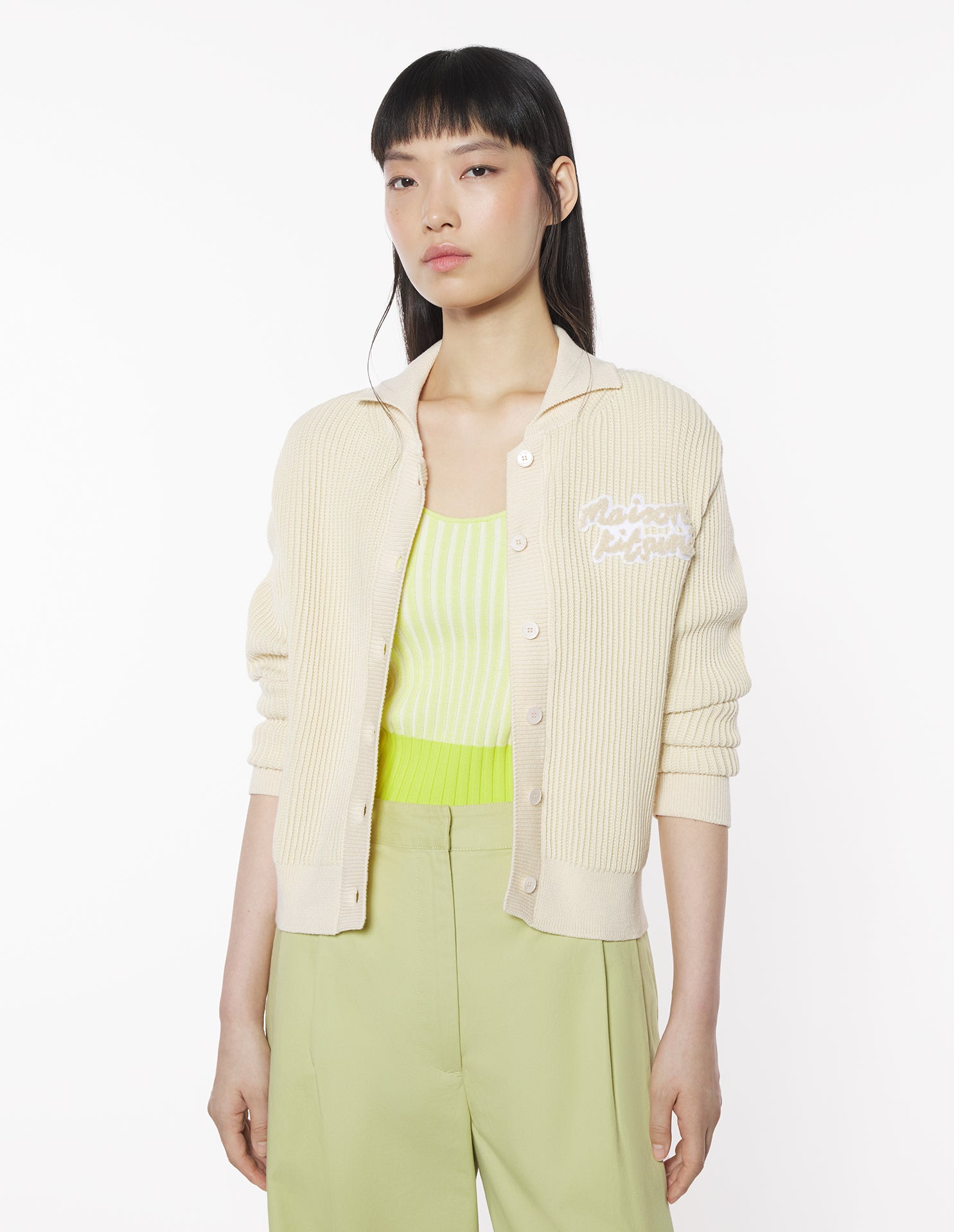 MAISON KITSUNÉ カーディガン　イエロー　XS Maison Kitsune LAMBSWOOL BOXY CARDIGAN