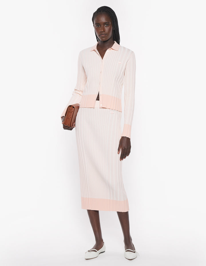 BABY FOX PATCH PLEATED RIBBED MIDI SKIRT