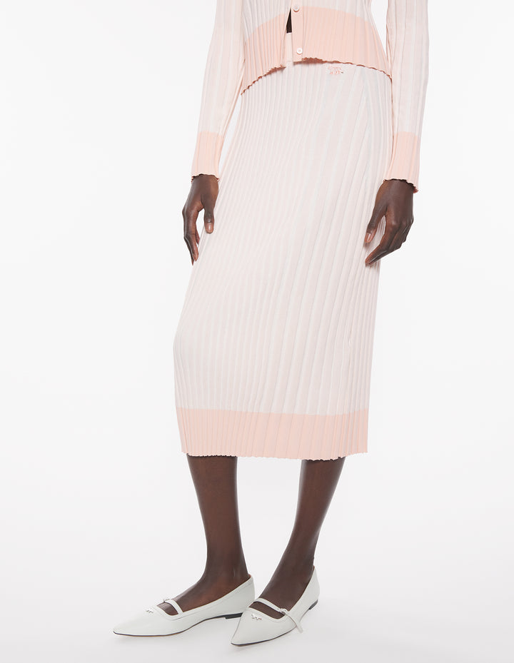BABY FOX PATCH PLEATED RIBBED MIDI SKIRT